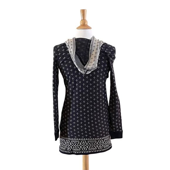 Free People Intimately Cotton Blend Navy Gray Long Hoodie Tie / Lace Up Neck, XS - Picture 4 of 11